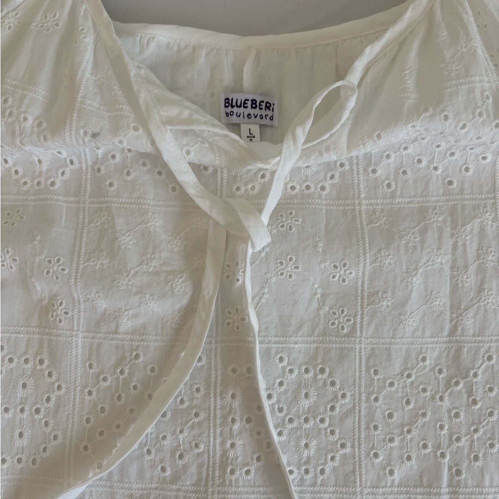 Blueberi Boulevard White Eyelet Summer Dress – Size Large - Picture 3 of 6